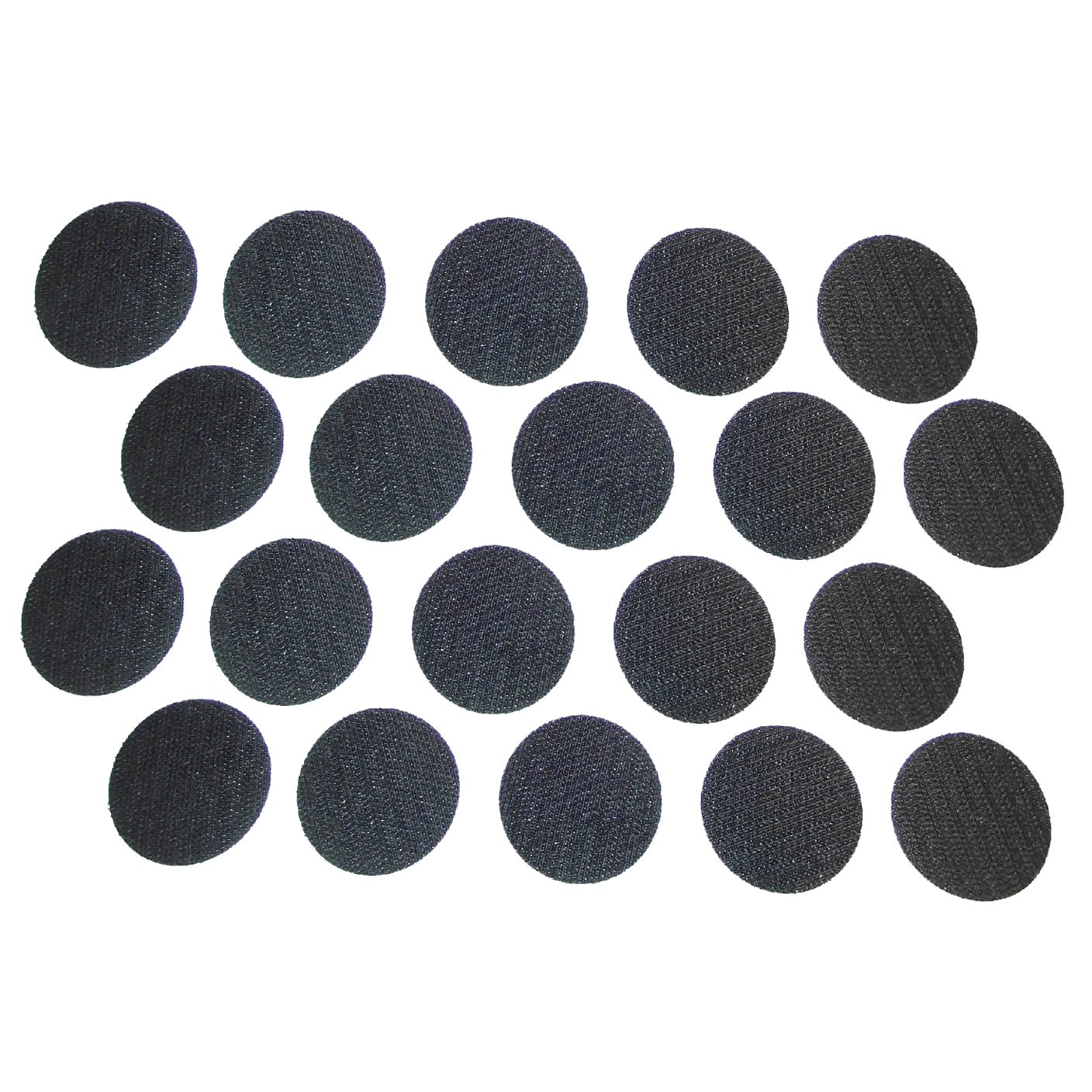 Set of round adhesive-backed hook pads designed for ballistic helmet attachment.