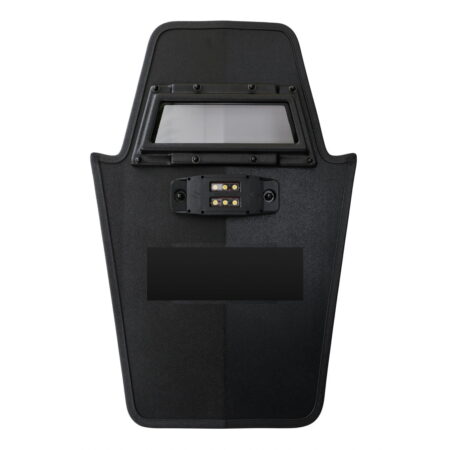 FBI tactical shield featuring a transparent window and LED lights