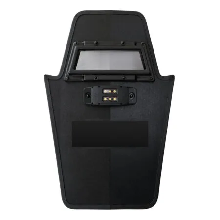 FBI tactical shield featuring a transparent window and LED lights